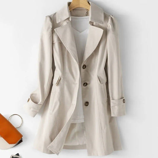 Women's Trench Coat – Stylish Medium Length Waterproof Outerwear for Fall